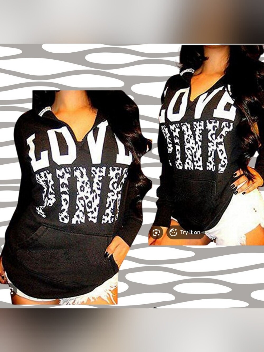PINK Victoria's Secret Black "LOVE PINK" Pullover Hoodie